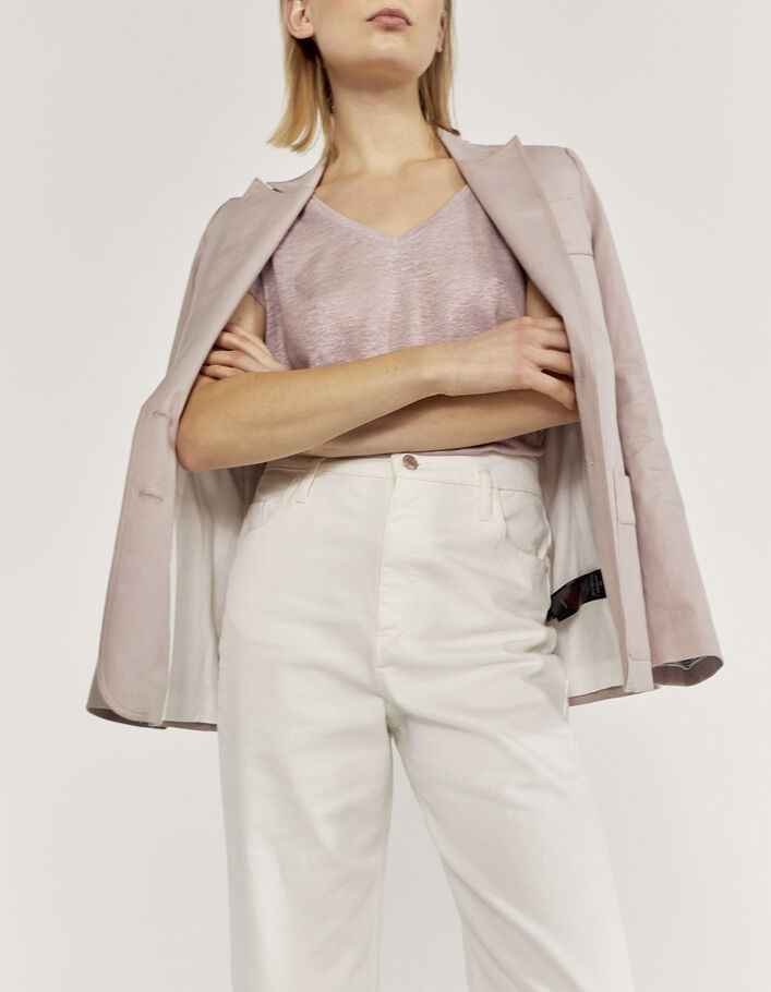 Women's lilac linen foil T-shirt - IKKS