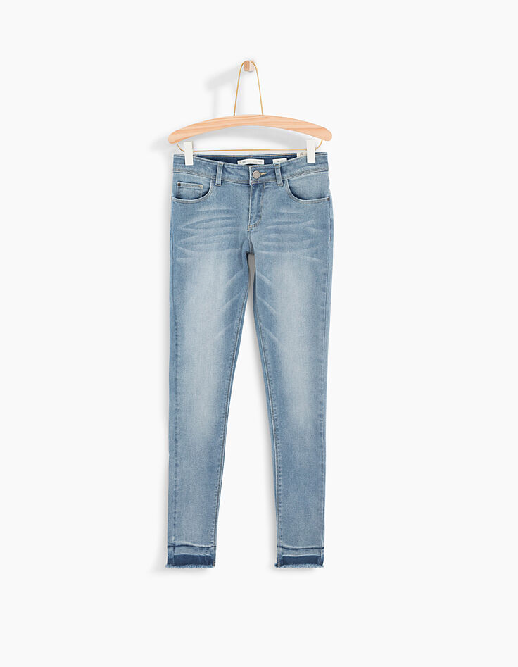 Faded Blue Skinny-Mädchenjeans mit Fransen-2
