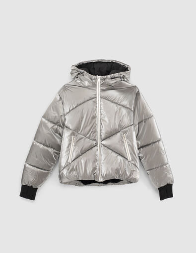 Girls’ silver fur-lined padded jacket - IKKS