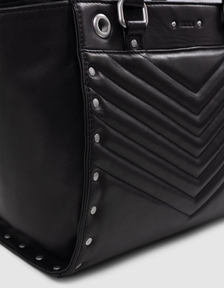 Tas 1440 zwart leer bezaaid Maat Medium Dames-4