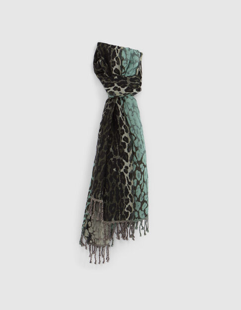 Foulard kaki jacquard motif l&eacute;opard Femme - IKKS