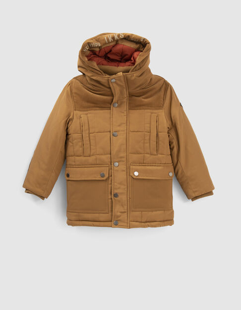 Camelfarbener Jungen-Parka mit Nylon-/Velours-Futter - IKKS