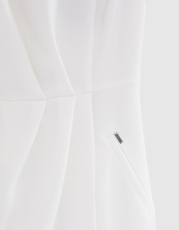 Robe crayon blanc cass&eacute; avec plis Femme-7