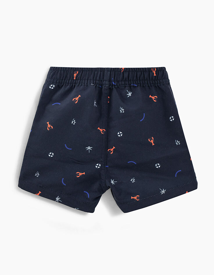 Baby boys' navy printed swim shorts -3
