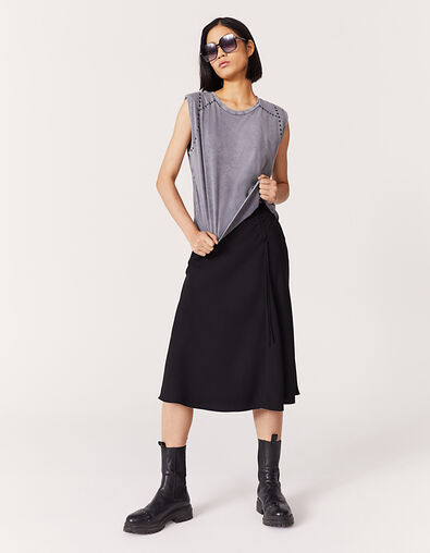 Women’s grey studded epaulet sleeveless T-shirt - IKKS