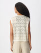 Mouwloos ecru opengewerkt damesvest-3