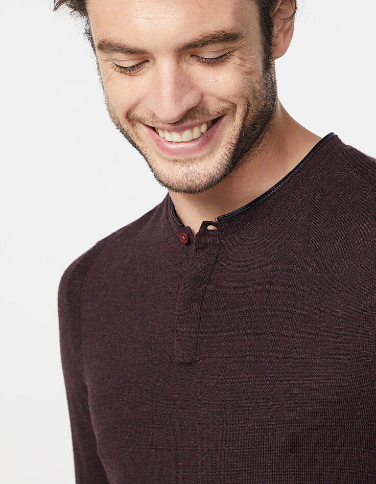 Pull prune à col tunisien Homme-4