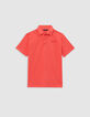 Rotes Jungen-Poloshirt, Gummistreifen am Kragen-3