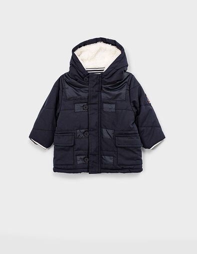 Parka navy à capuche garnissage recyclé bébé garçon  - IKKS