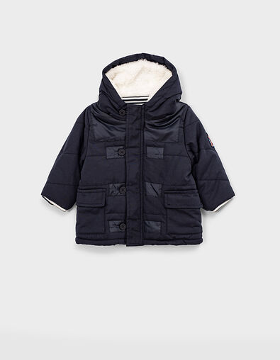 Baby boys’ navy hooded parka with recycled filling - IKKS