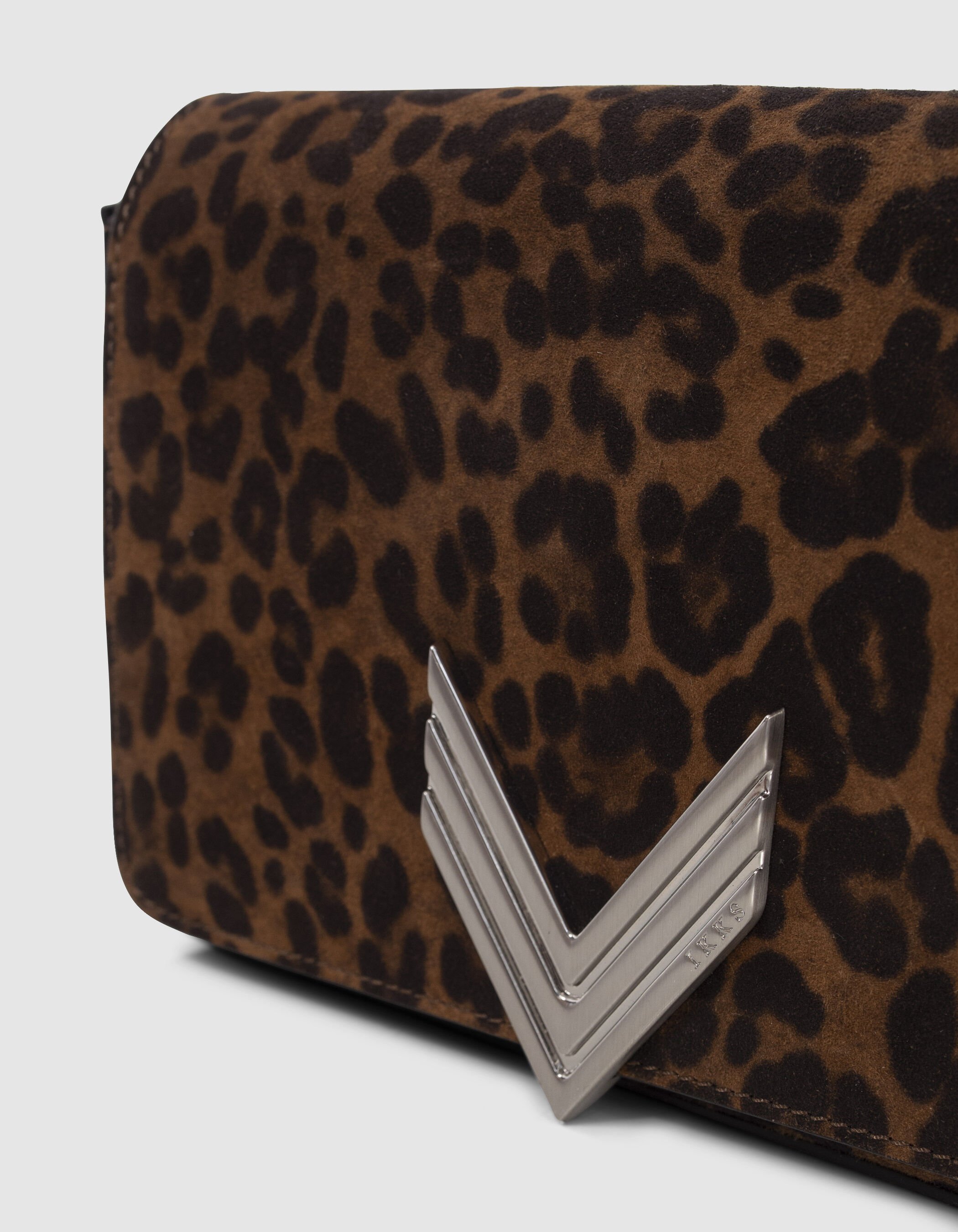 Le sac 111 camel cuir velours motif l opard Femme