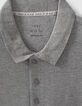 Polo gris m&eacute;tal bi-mati&egrave;re avec dos jersey Homme-3