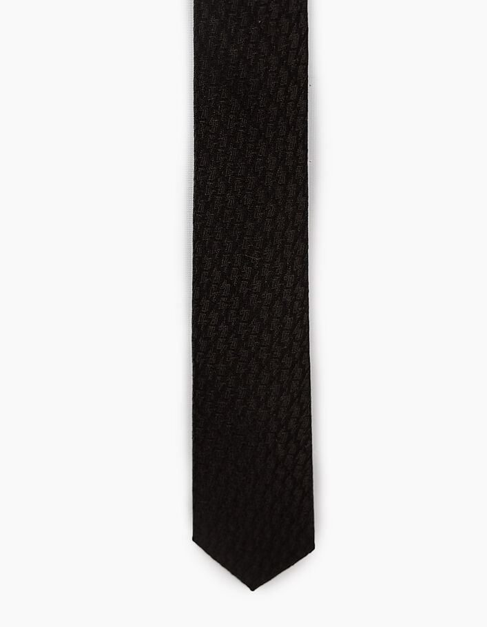 Zwarte zijden stropdas bliksemmotief heren  - IKKS