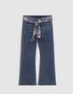 Blaue Flare-M&auml;dchenjeans mit Halstuchg&uuml;rtel-1