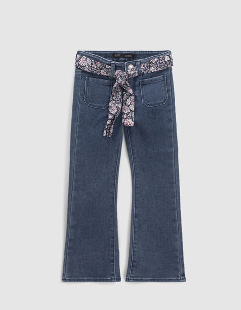 Blauwe flare jeans met sjaal-ceintuur meisjes