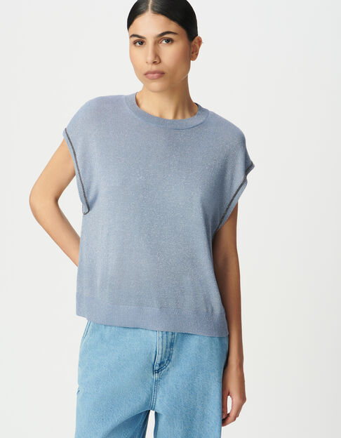 Jersey azul punto fino lúrex cadenas mujer - IKKS