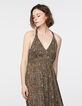 Langes Damenvoilekleid mit Metallic-Camouflagemuster-2