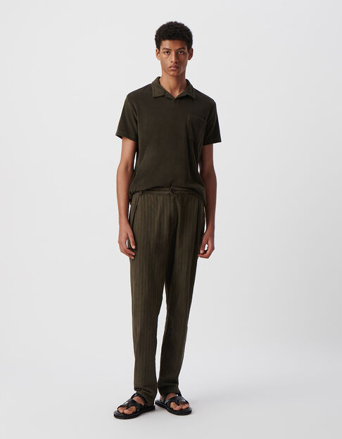 Pantalon CHINO kaki motif rayures Homme - IKKS