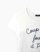 Weißes und rotes Mädchen-T-Shirt mit Print und Plissee-6