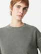 Sweat gris loose molleton décor clous Femme-5