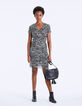 Vestido drapeado crepé de viscosa estampado cebra-7
