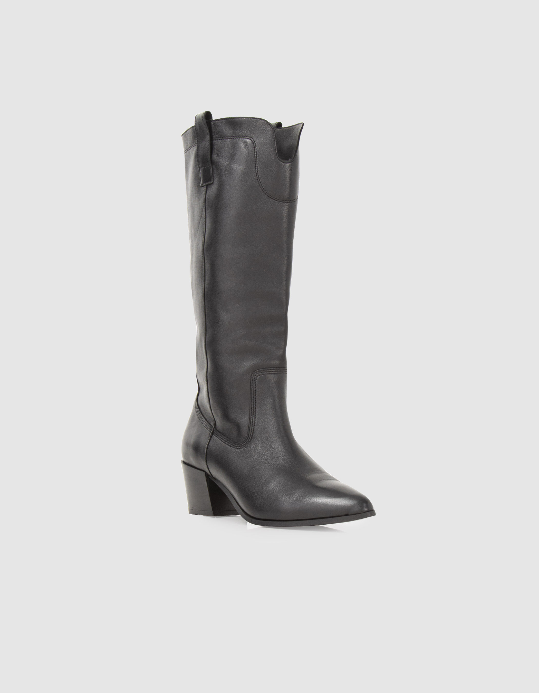 Schwarze Western Damenstiefeletten aus Leder IKKS