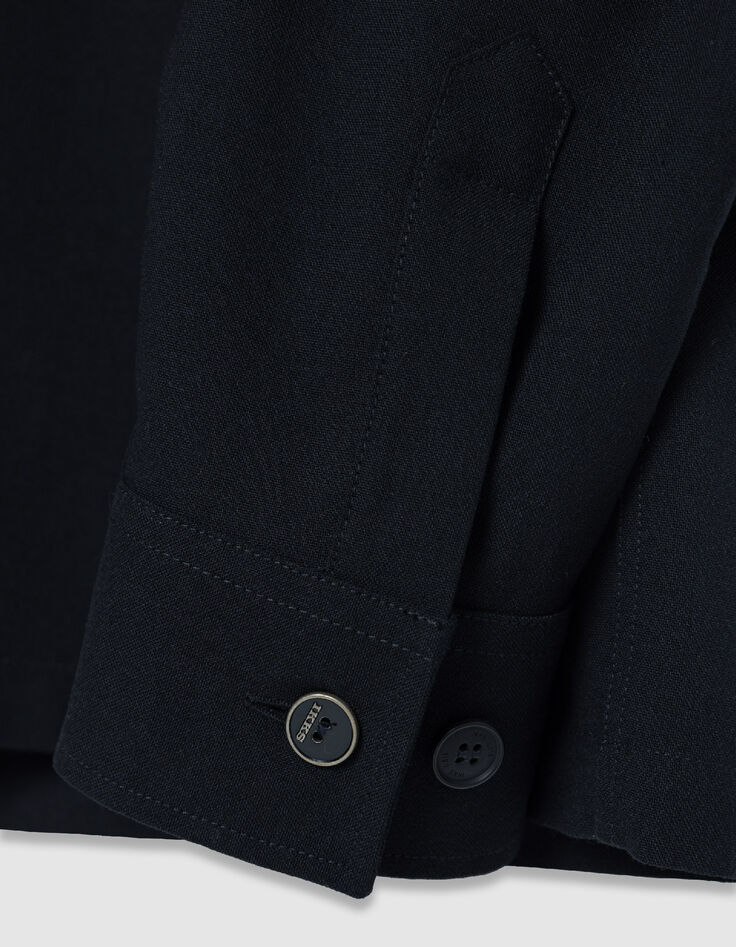 Men's navy blue regular-fit overshirt with patch pockets-9