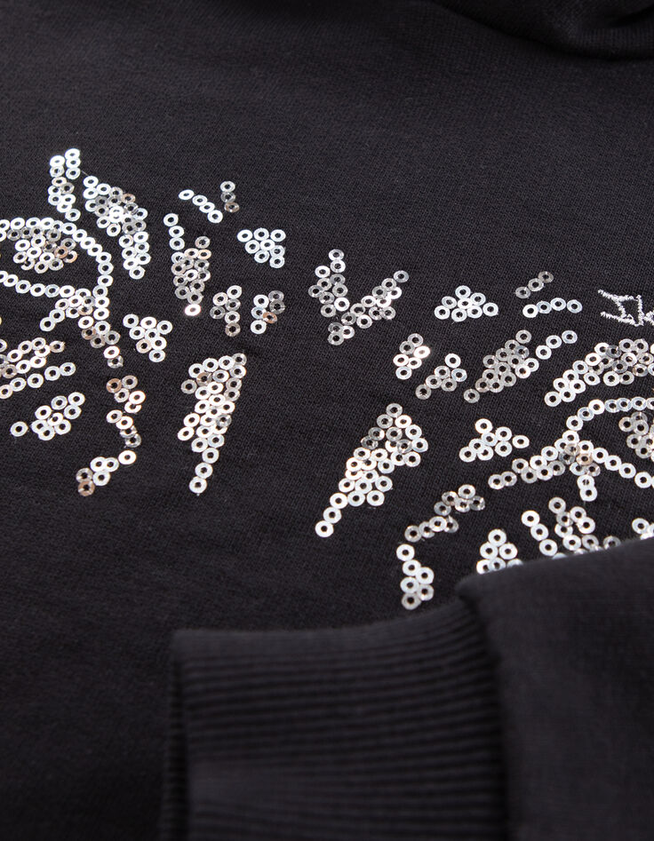Zwarte sweater luipaardblik, geborduurde lovertjes meisjes-5
