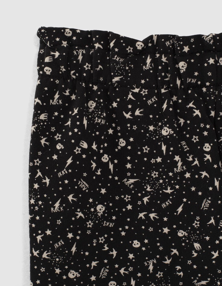 Jogging negro estampado minimalista rock ni&ntilde;a-5