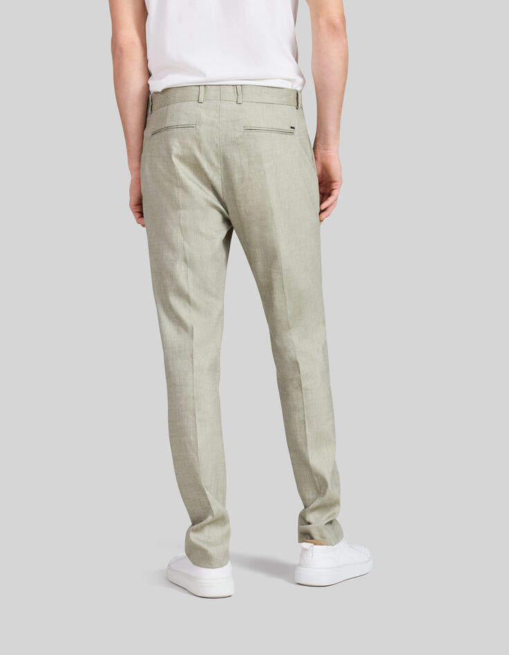 Pantalon de costume pistache lin m&eacute;lang&eacute; Homme-4