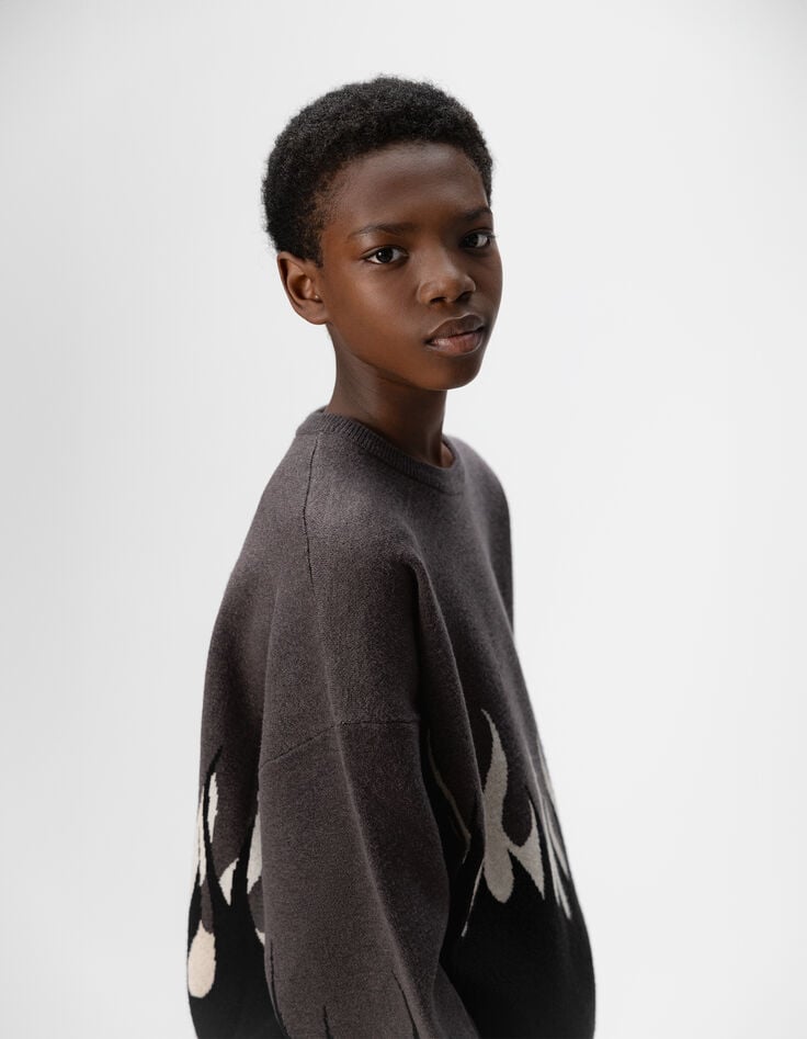 Jersey gris punto jacquard llamas niño-2 Jersey gris punto jacquard llamas niño-2