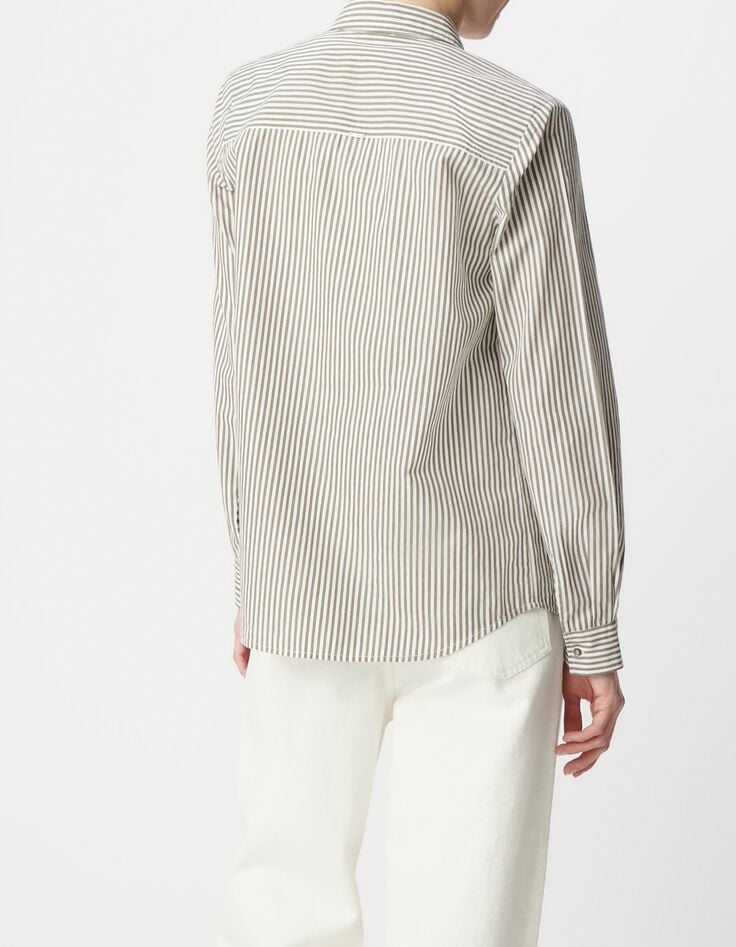 Chemise coton bio rayures gris clair Femme-3