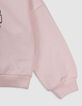 Sweat à capuche rose message brodé forme coeur fille-5