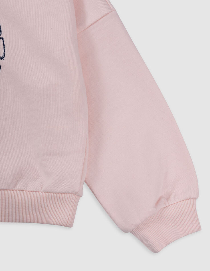 Sweat à capuche rose message brodé forme coeur fille-5