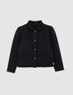 Chaqueta con botones de forro polar azul marino para niña-1
