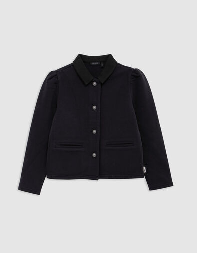 Chaqueta con botones de forro polar azul marino para niña - IKKS