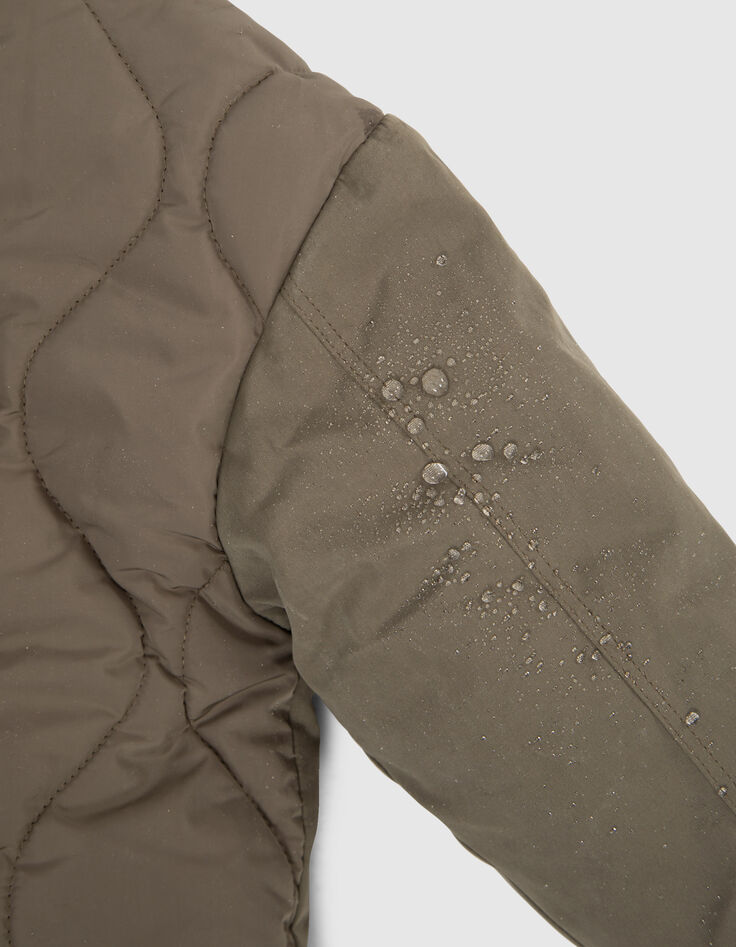 Girls’ khaki quilted back fur-lined parka-6
