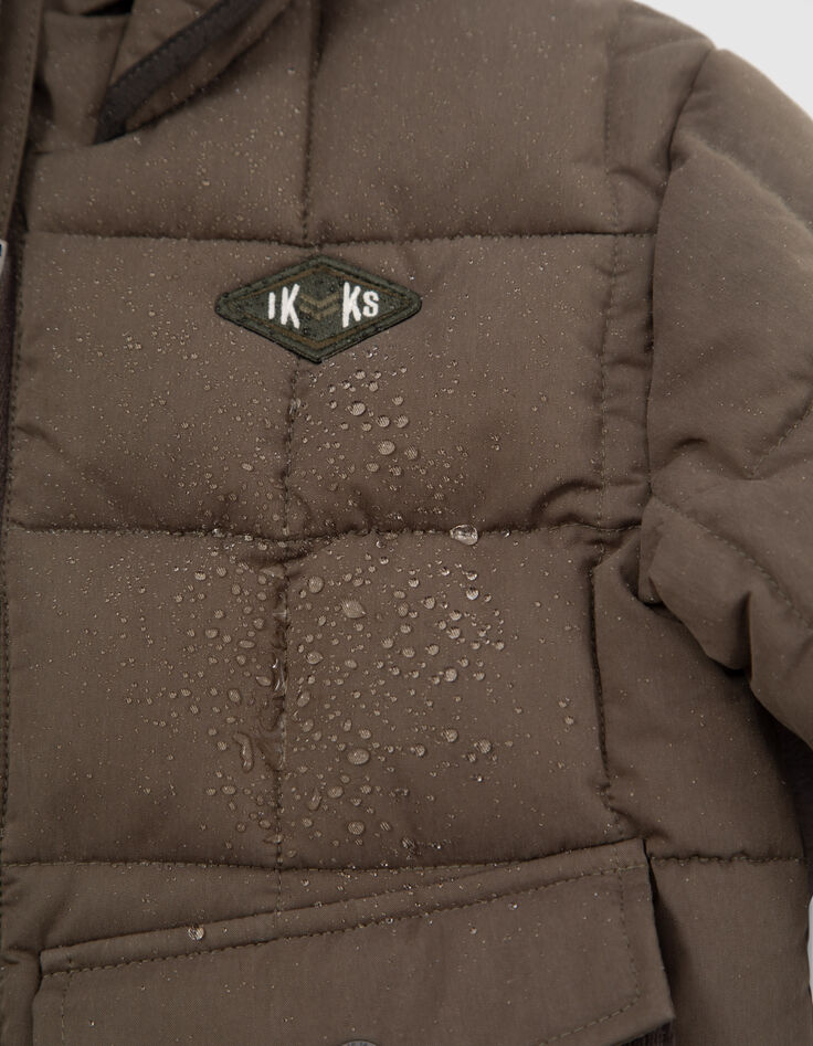 Boys’ khaki double opening pocket padded jacket-7