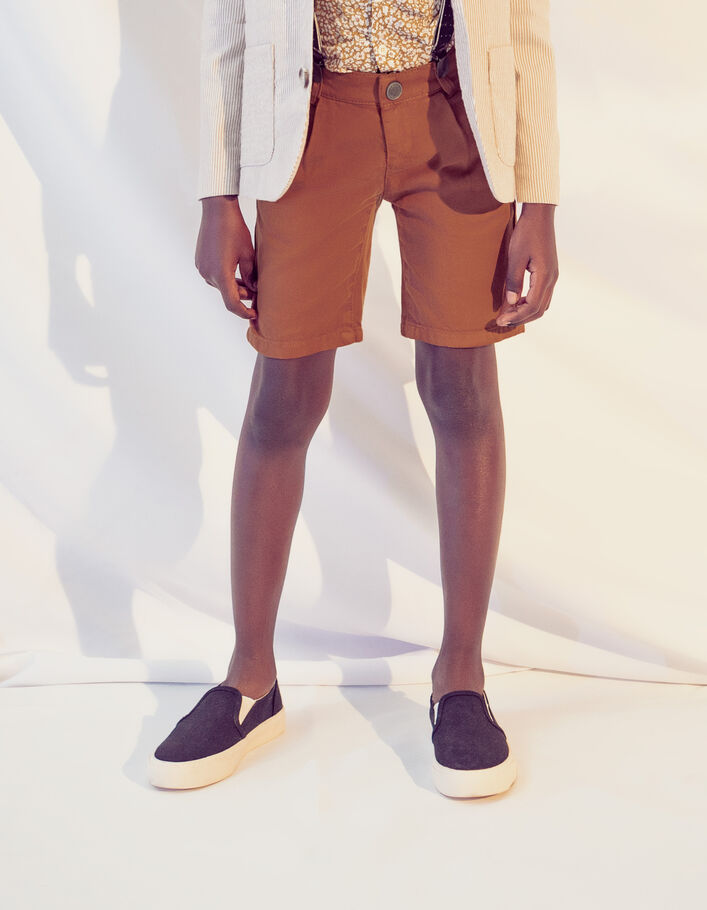 Boys’ camel Bermuda shorts with detachable straps - IKKS