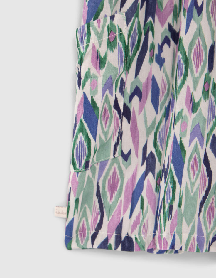 Combi-short blanc cassé imprimé ikat losanges fille-5