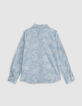 Chemise bleue tissu Liberty motif exotique garçon-3