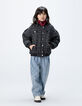 Blouson noir esprit tweed fille-1