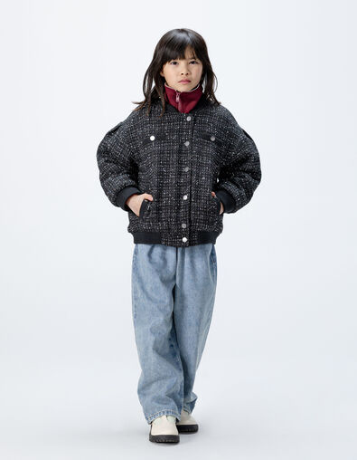 Blouson noir esprit tweed fille - IKKS