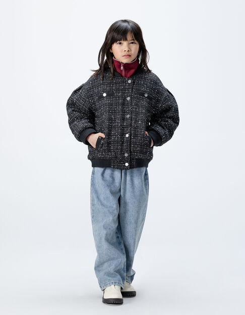 Blouson noir esprit tweed fille - IKKS