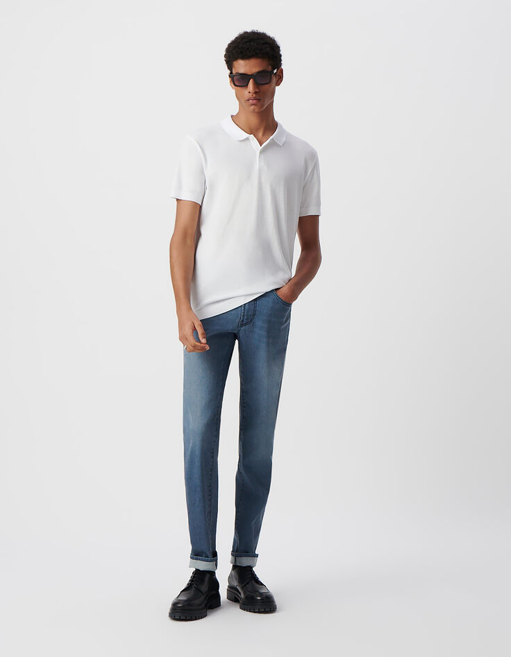Polo blanc en coton modal Homme-1