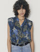 Top imprim&eacute; floral tropical avec pattes &eacute;paules femme-1