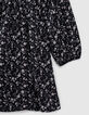 Girls’ black flower print ruffled dress-5