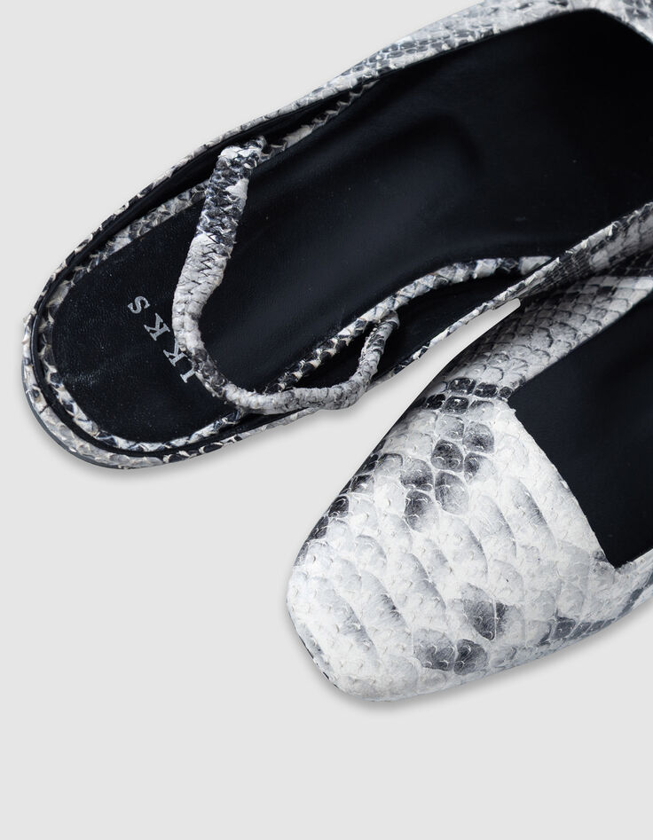 Ballerines slingbacks &eacute;crues cuir effet python Femme-4