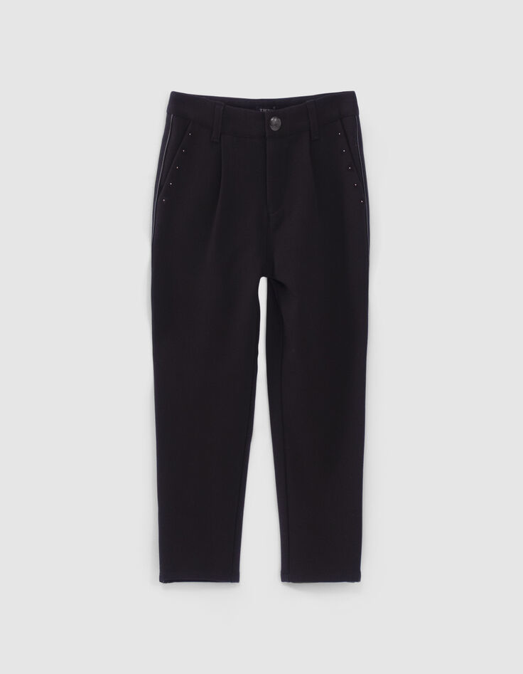 Schwarze 7/8-Mädchenhose mit Nietenverzierungen-1