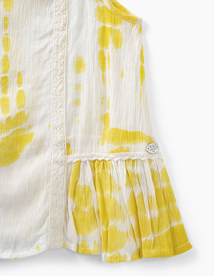 Girls’ medium yellow tie-dye and lace top-4